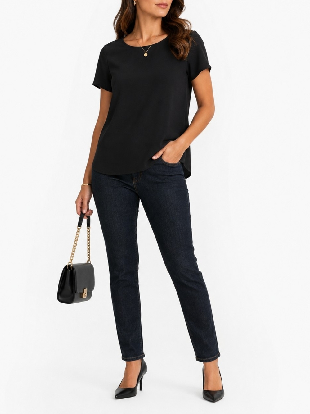 Lucid Pink Black Short-Sleeve Blouse